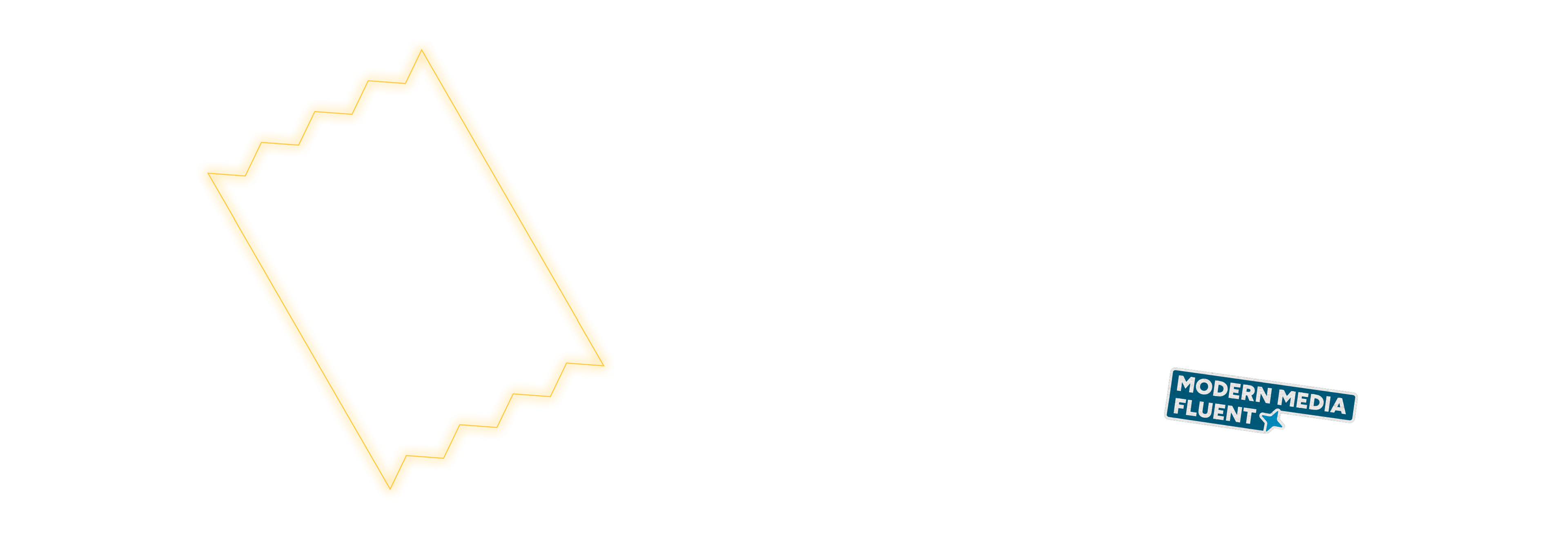 Vertical & Modern Media Content Yellow glowing ticket zig-zag polygon.