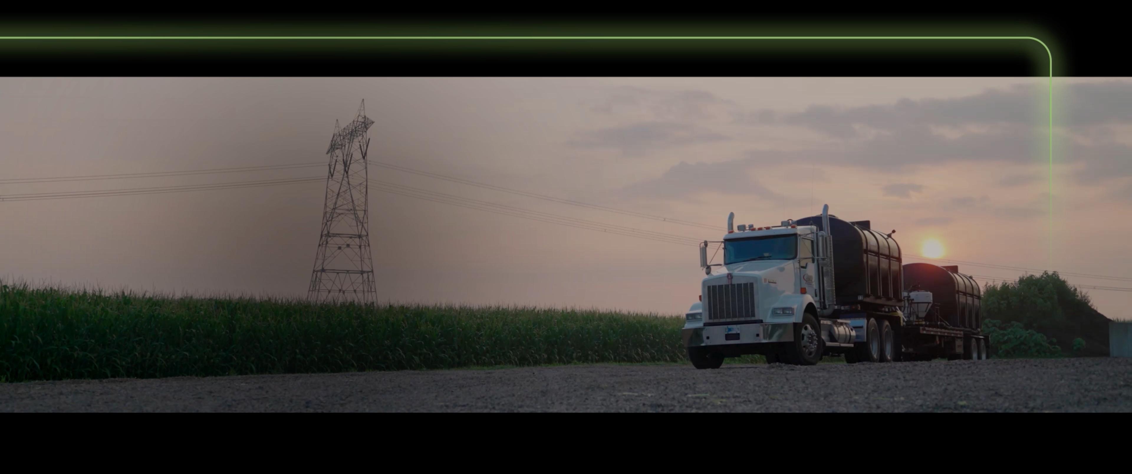 Semi-truck driving down road video by EvMo Productions.